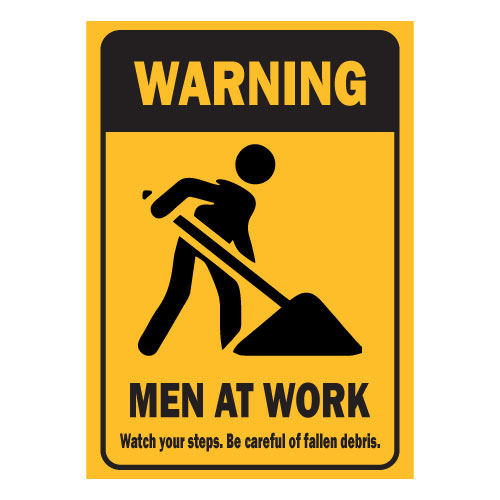 23 Warning man at work - Image 1